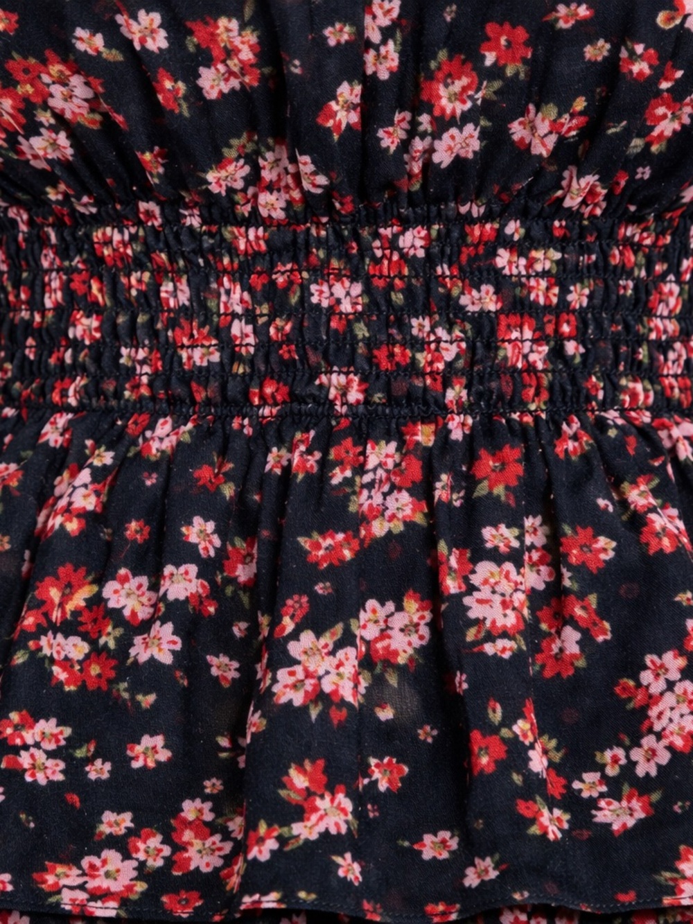Floral Ruffle Tiered Mini Dress - Black with Pink Floral - Picture 7 of 11